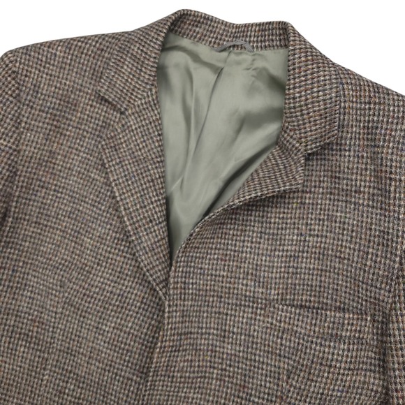 VTG Harris Tweed Wool Blazer Men's 41R Brown Plaid‎Sport Coat Handwoven Jacket